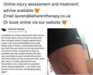 testimonial for our Sports Therapist